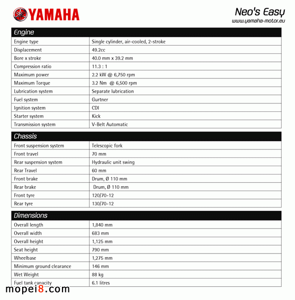 Yamaha簡(jiǎn)易版NeosEasy摩托車