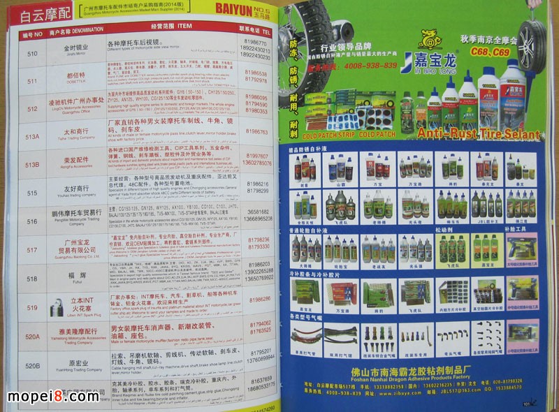 2014廣州摩托車(chē)配件市場(chǎng)采購(gòu)指南嘉寶龍自補(bǔ)液