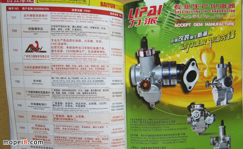 2014廣州摩托車(chē)配件市場(chǎng)采購(gòu)指南白云摩配市場(chǎng)力派化油器