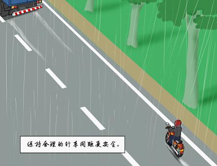 摩托車(chē)駕駛在不良天氣視線差謹(jǐn)慎駕駛防側(cè)滑